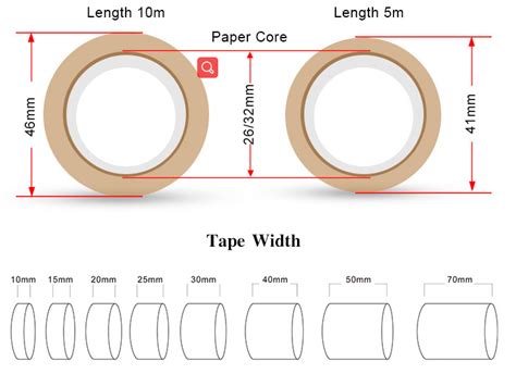 thickness of tape measure|packaging tape sizes list.